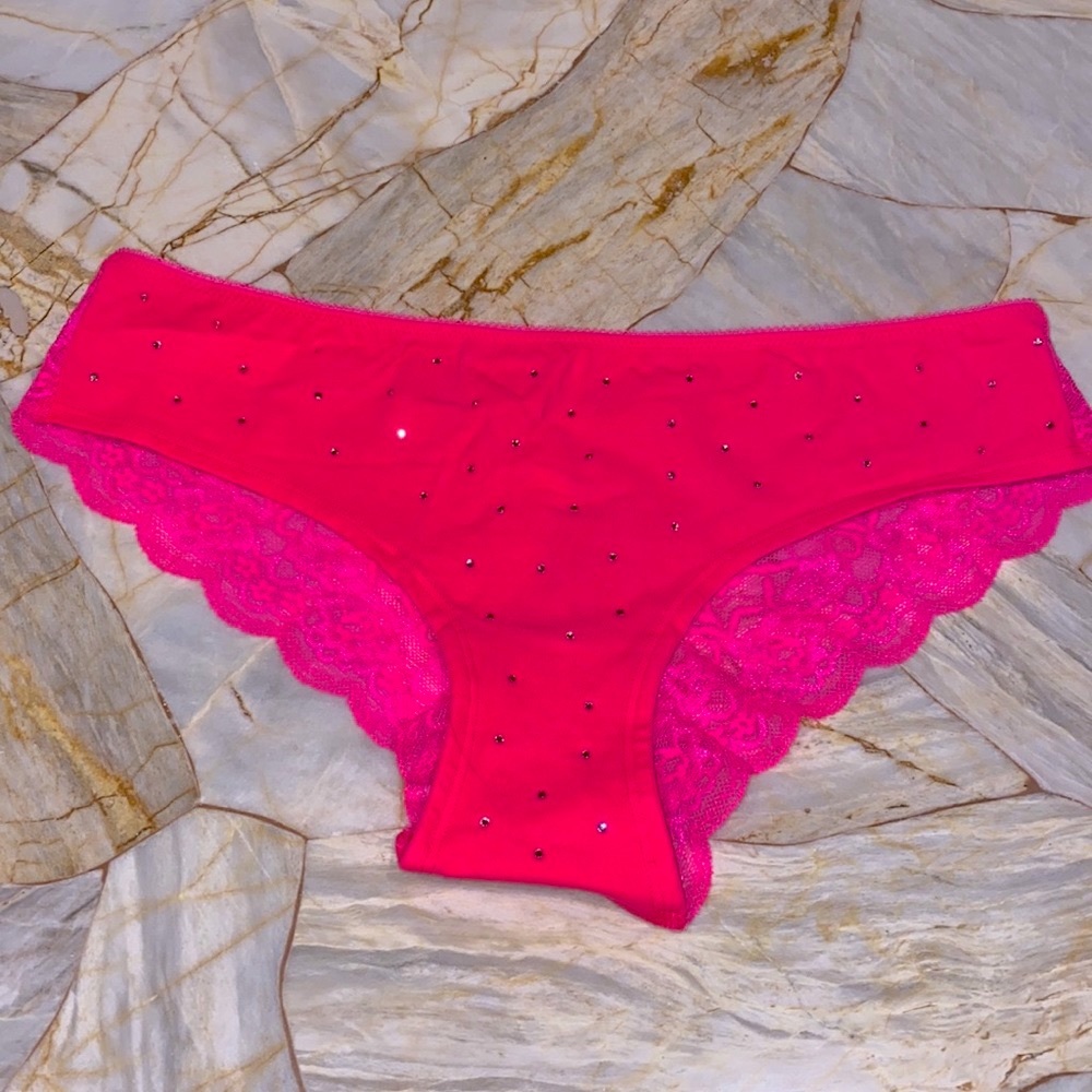 Rare Pink Vintage Panty Underwear Bikini Lace Back Fr… Gem